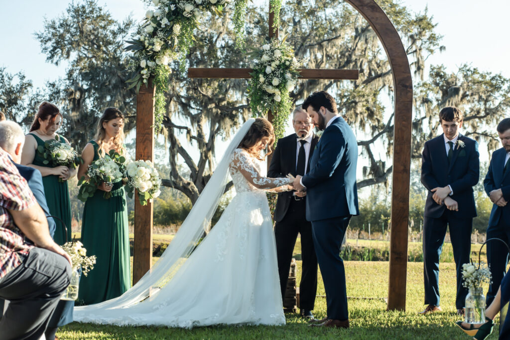 wedding ceremony in the middle of a field