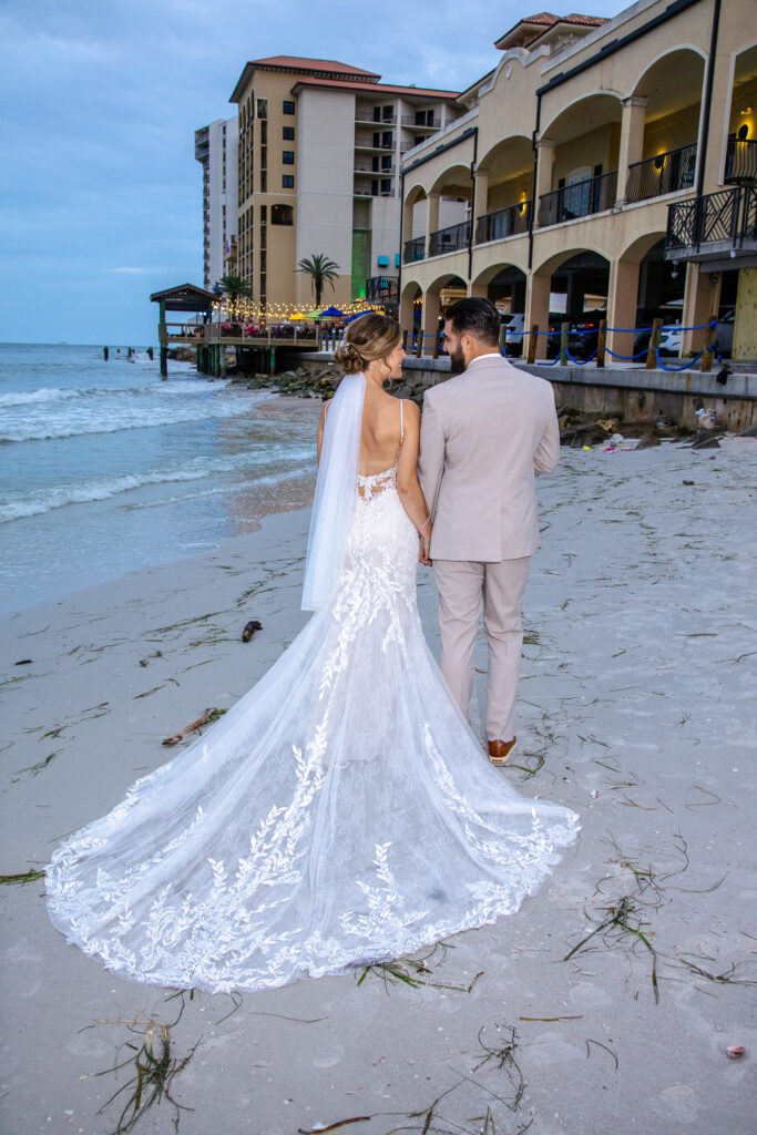 bride and groom on the beach